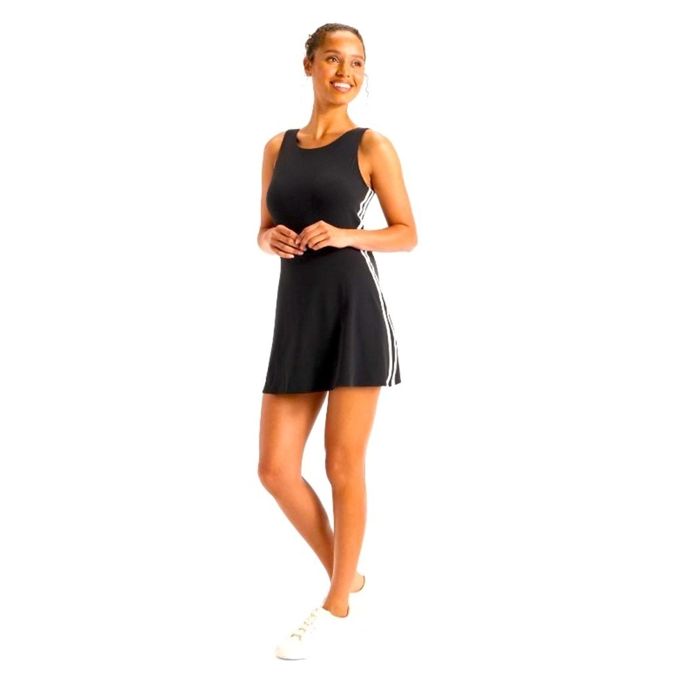 Joy Lab- Black Sleeveless Active Sport Dress w/White Stripes Down The Side. Sz M